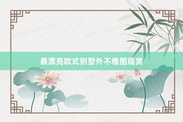 最漂亮欧式别墅外不雅图观赏