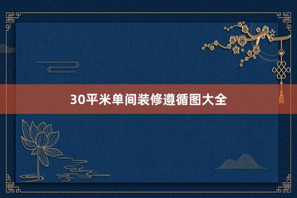 30平米单间装修遵循图大全