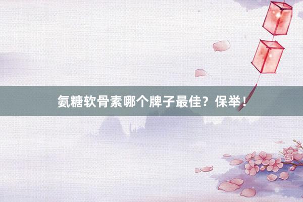 氨糖软骨素哪个牌子最佳?保举!